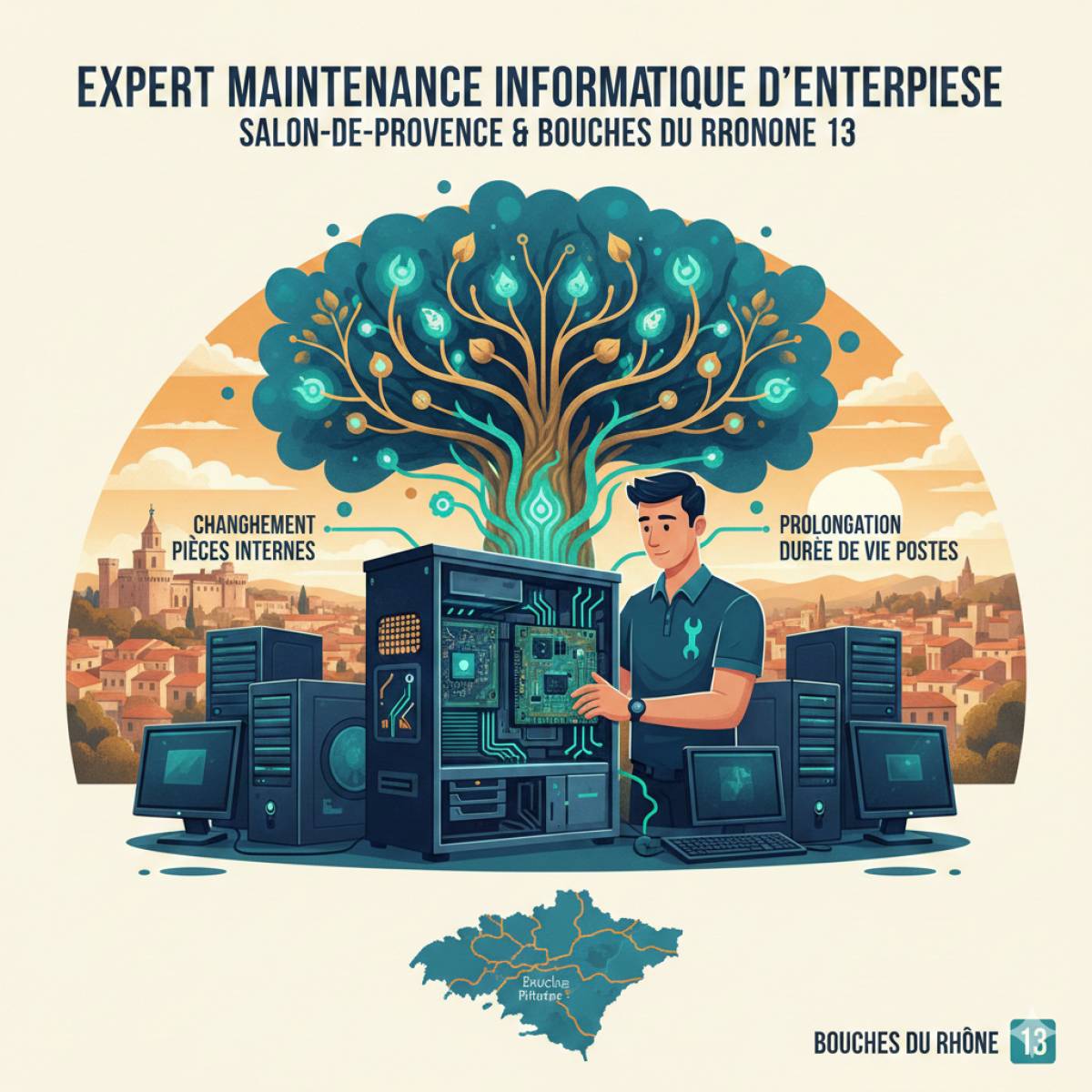 Expert en maintenance informatique d’entreprise avec changement de pièces internes et prolongation de la durée de vie des postes à Salon-de-Provence et dans les Bouches du Rhône 13