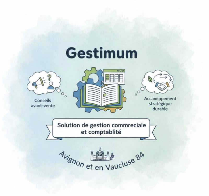 Solution de gestion commerciale et comptabilité Gestimum avec conseils avant vente et accompagnement stratégique durable à Avignon et en Vaucluse 84